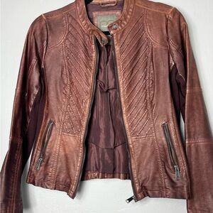 Maurices Tan (Faux) Leather Jacket with Zipper Details. Women’s small